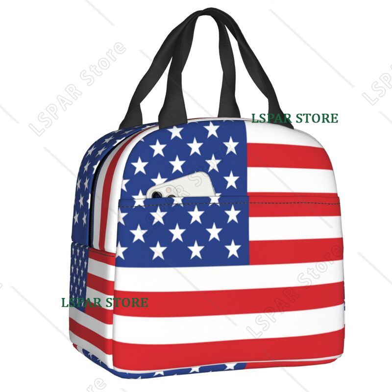 Women Bags Usa - حقائب غداء معزولة حراريًا بعلم الولايات
