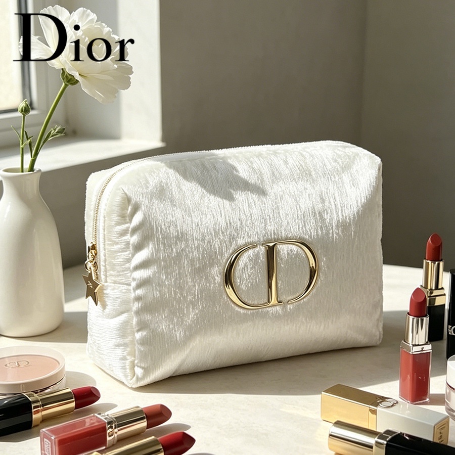 Women Bags Dior - حقيبة ديور البيضاء المخملية للسفر، حقيبة