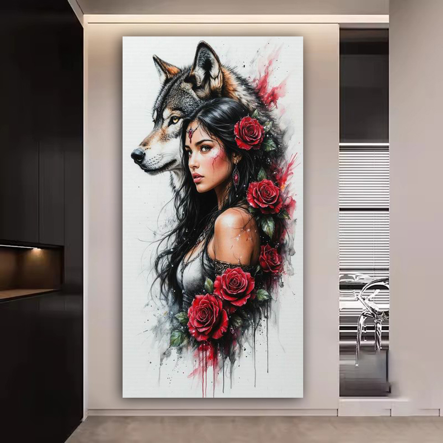 Women Bags Pictures - لوحة فسيفساء مطرزة بالكامل بتصميم ذئبة