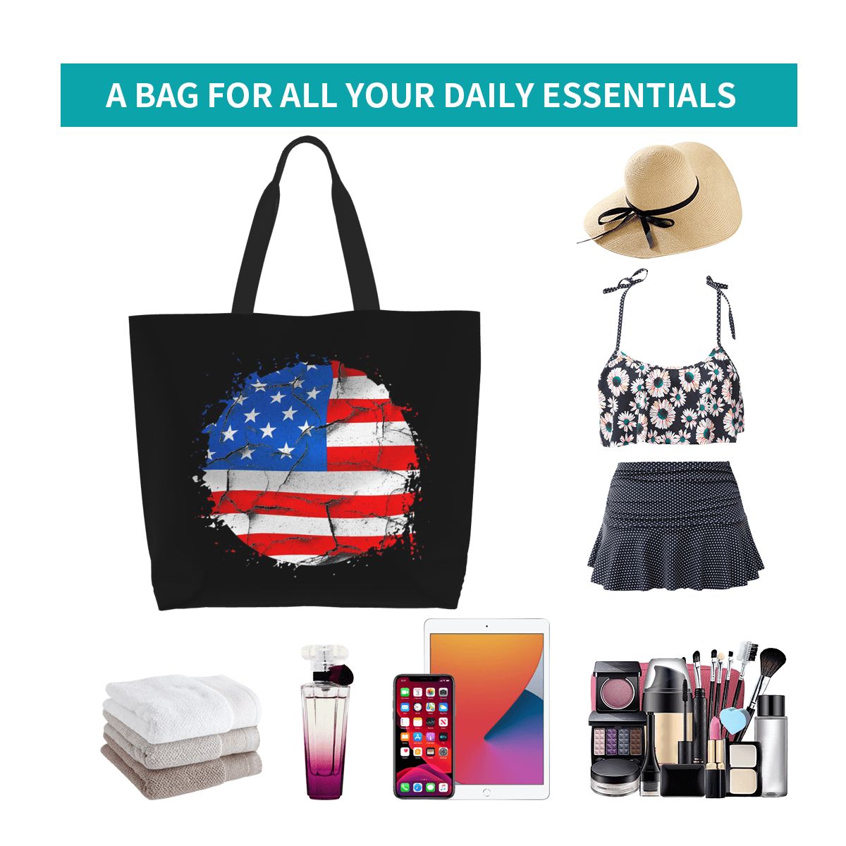 Women Bags Usa - حقيبة تسوق قماشية كبيرة السعة بتصميم