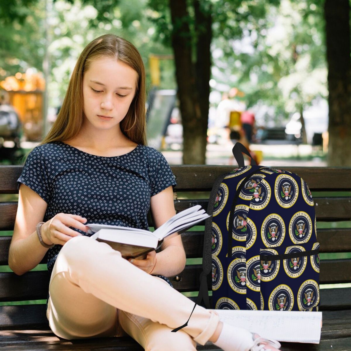 حقيبة ظهر مدرسية مزينة بختم رئ - مراجعة Women Bags Usa وسعره