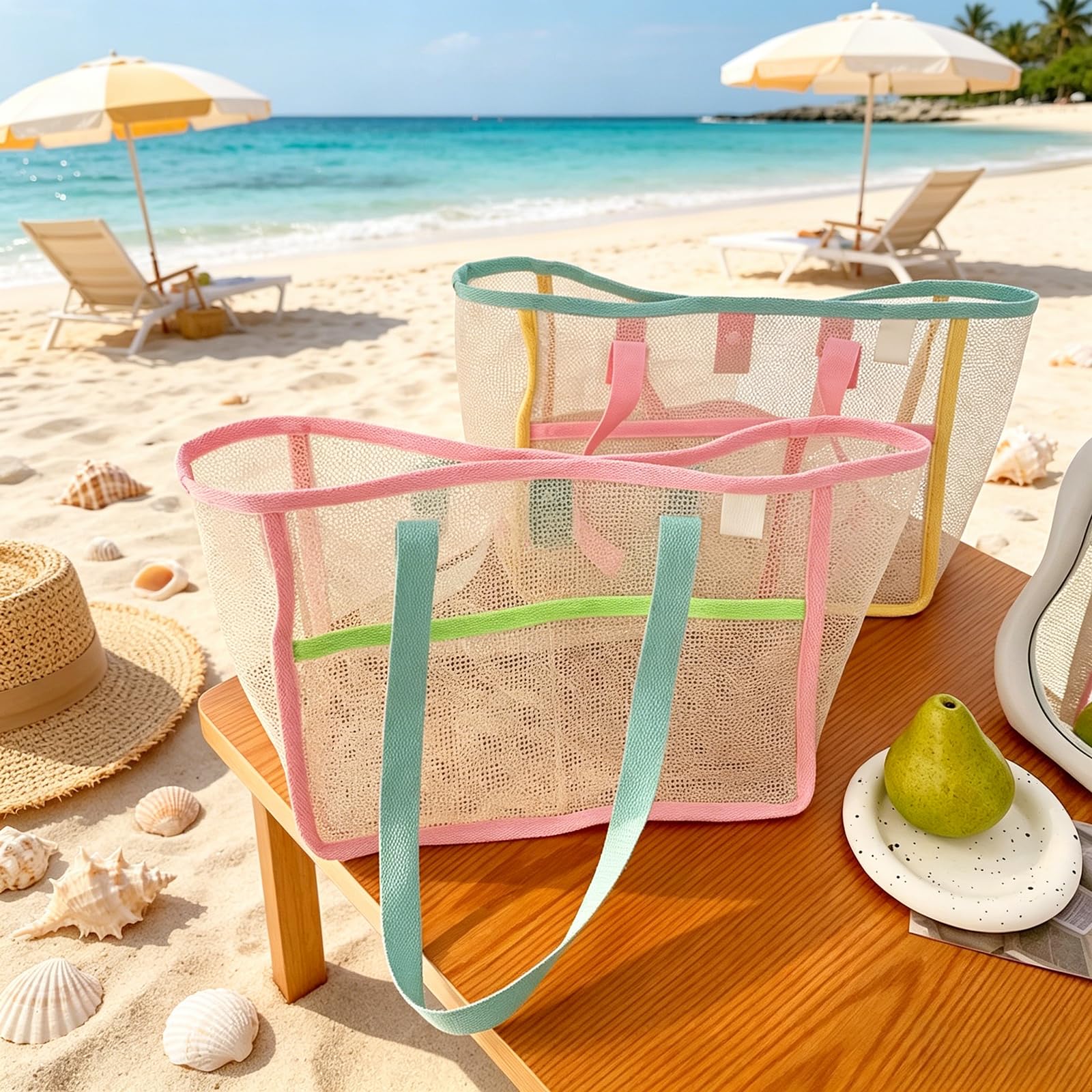 حقائب شاطئ نسائية ملونة قابلة  - مراجعة Women Bags Accessories وسعره