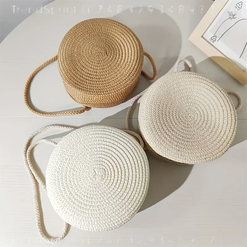 حقيبة كتف دائرية منسوجة من الر - مراجعة Women Bags Purses وسعره